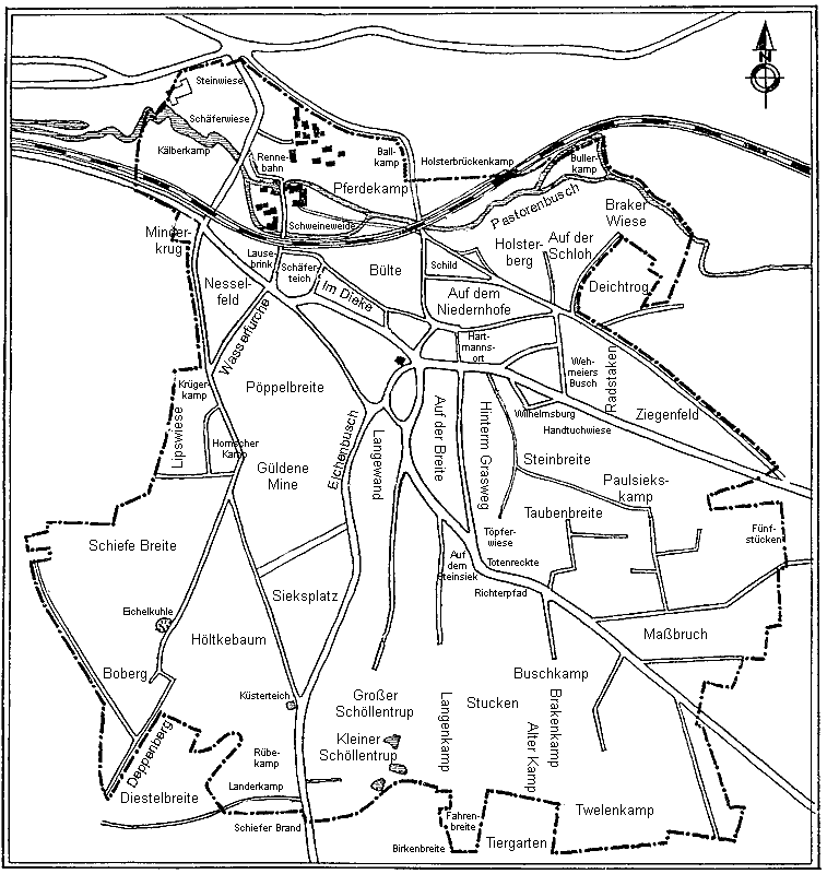 Flurnamenkarte der Gemarkung Brake